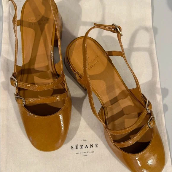 Brand new Sézane Women's Orche color Leather Paula Babies shoes - Picture 2 of 12